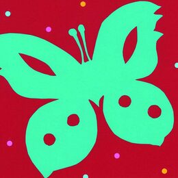 Ein grüner Schmetterling auf rotem Grund: Titelbild des aktuellen KuK-Programmflyers.