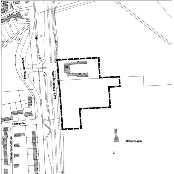 Grenze des räumlichen Geltungsbereichs 1 des Bebauungsplanes