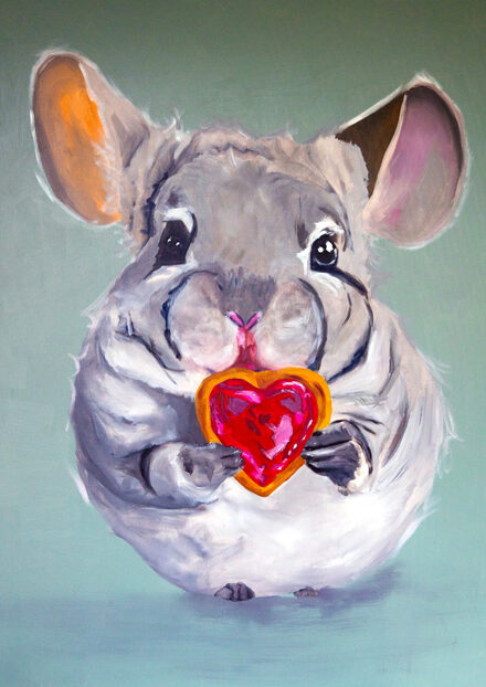 Yvonne Weber präsentiert ihren Chinchilla.