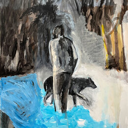 Susanne Hesch "Kreuzung", 2025, Acryl auf Holz.